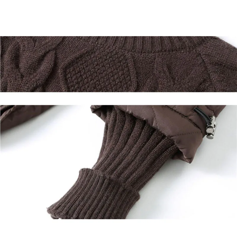 Neue winter mit kapuze schnee Mantel Temperament Unten Baumwolle Gefütterte Jacke Weibliche Nähte Stricken Lange Lose Mantel Casual Damen Mantel