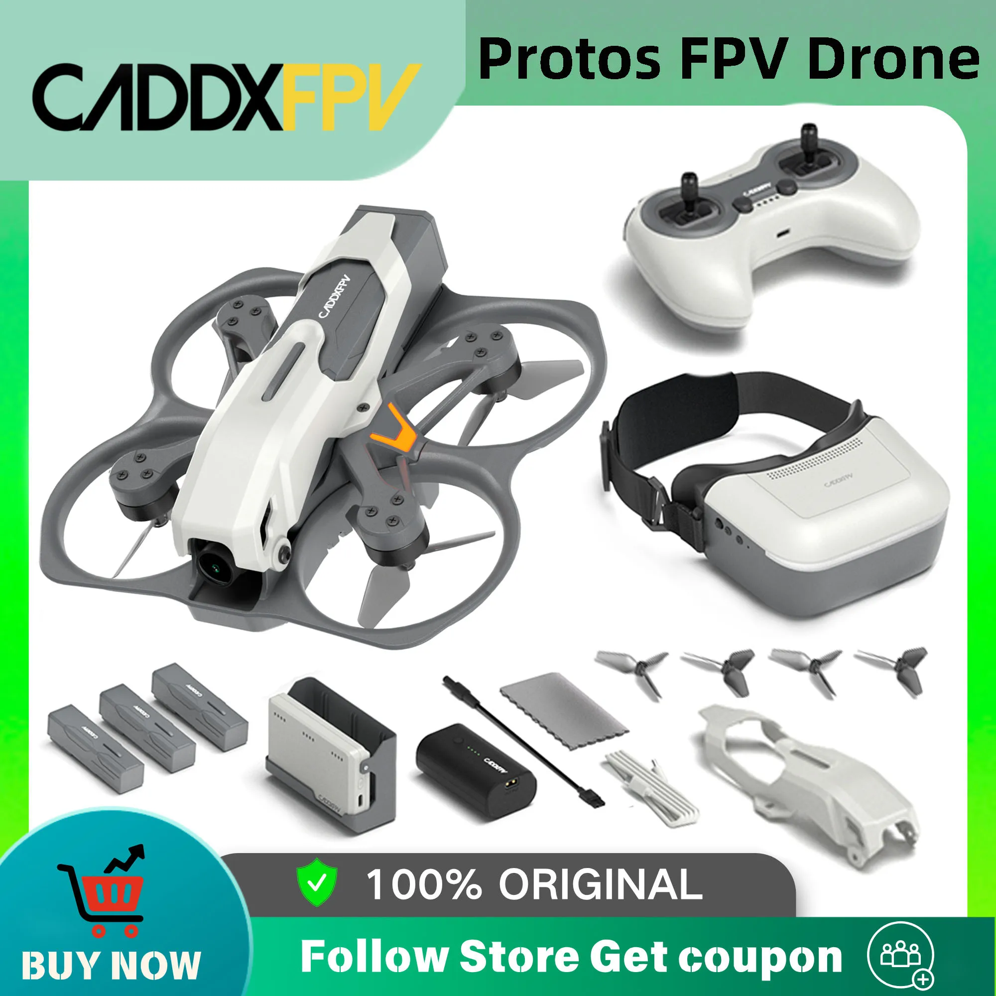 CADDXFPV PROTOS FPV Tinywhoop Drone ASCENT Digital HD System 1080P 60FPS 2S 840mAh ELRS Control remoto Ascent gafas 2S cargador