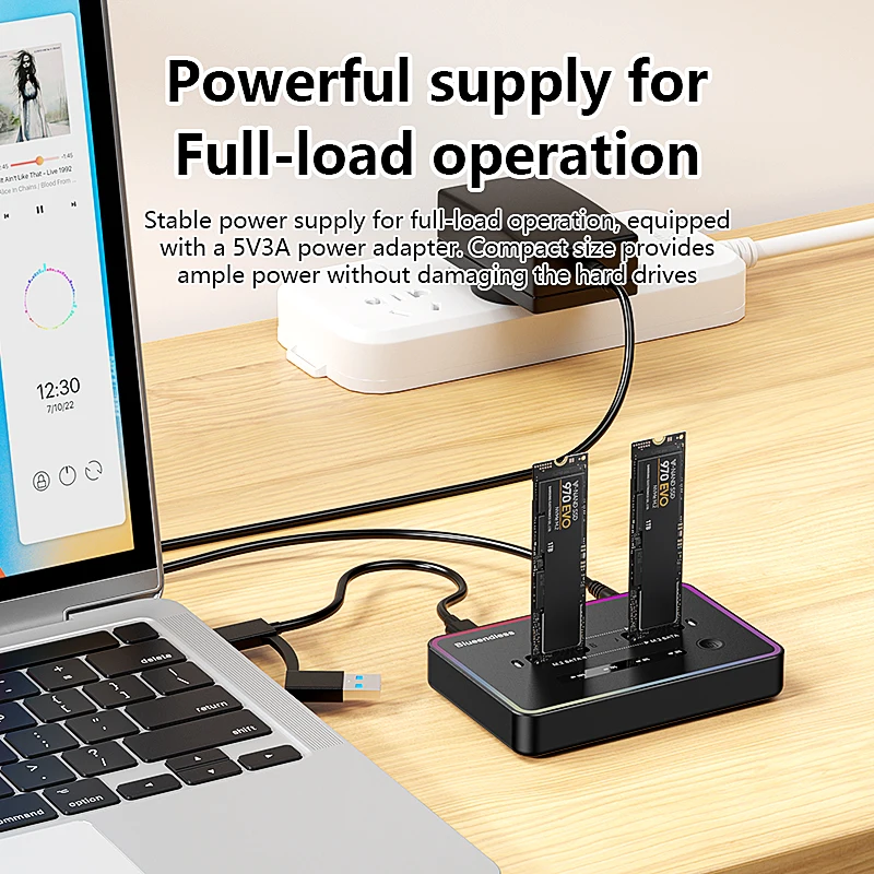 Imagem -04 - Blueendless-estação de Ancoragem Ssd Dual Bay Dual Bay Usb c para Nvme Pcie Clone Offline de Uma Tecla m Dois
