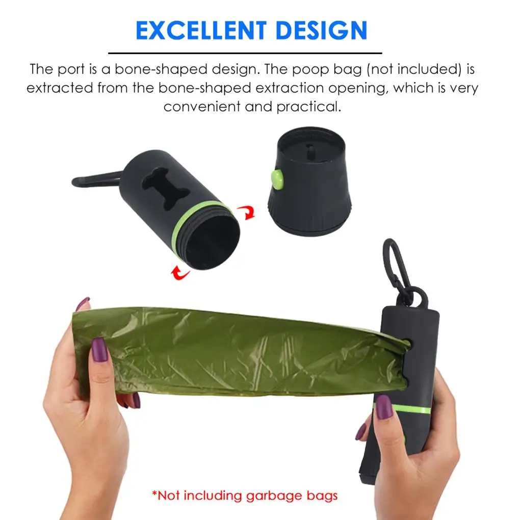 Waste Bags Dispenser Flashlight Poop Point Break Connection Holder Supplies Shape Carrier Pick-Up Device Leash Dog