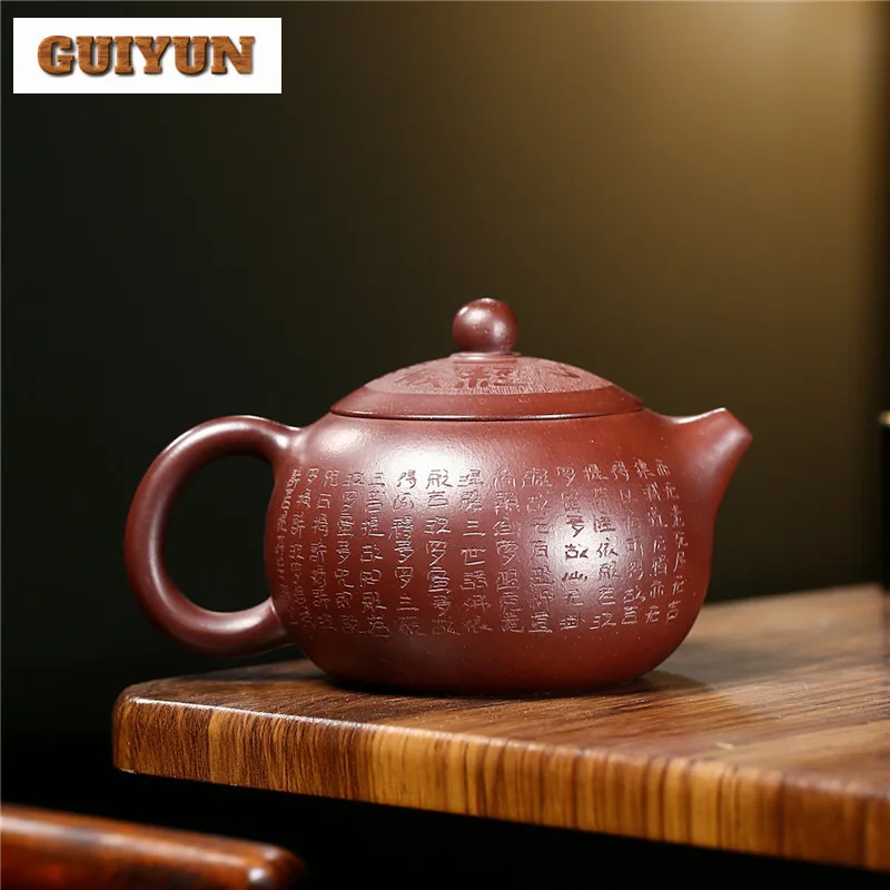 400ml Aesthetic Yixing Purple Clay Teapots Handmade Xishi Pot Raw Ore Stone Red Mud Kettle Chinese Zisha Tea Set Cafes Ornaments