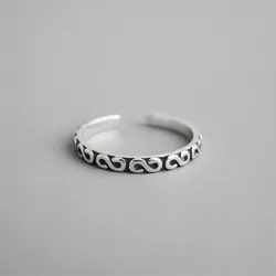 New Arrival High-quality Personality 925 Sterling Silver Jewelry Thai Silver S-shaped Pattern Letter Opening Rings R142
