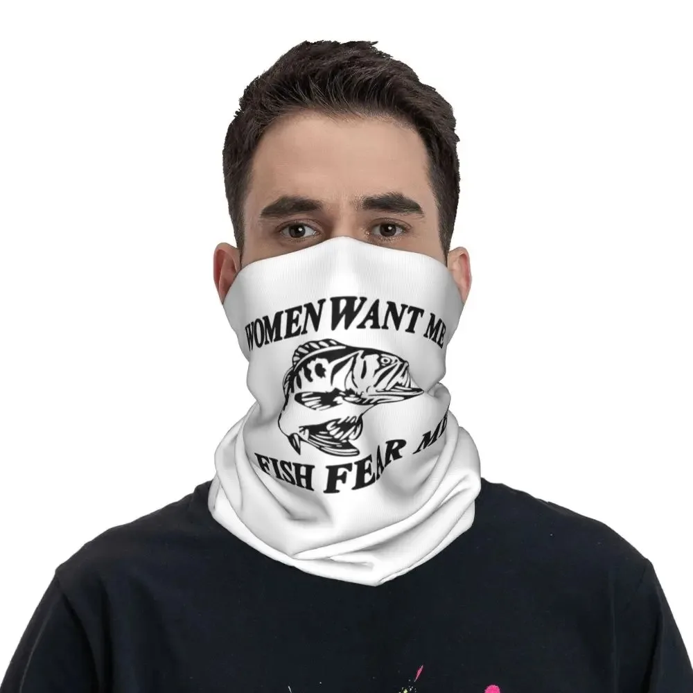 Women Want Me Fish Fear Me Fishing Bandana Neck Cover Mask Scarf Multifunctional Scarf Fishing for Men Women Adult Winter