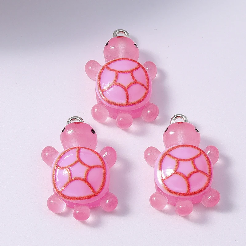 10 Stück bunte Cartoon-Tier-Schildkröten-Anhänger für die Schmuckherstellung, Ohrhänger, Halsketten, Armbänder, DIY-Bastelzubehör – Detail 9