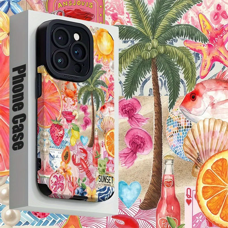 For Samsung S25 Pink Beach Silicone Shockproof Compatible For Galaxy S25/S24/S23/S22/S21/S20 and A Series Models