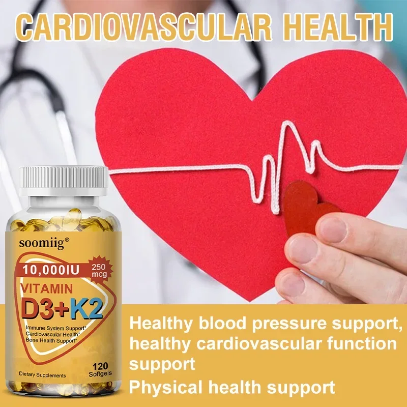 D3+K2 Supplement - 1000IU (250mcg) Joint, Bone, Cardiovascular & Immune Health, Non-GMO, Easy-to-Swallow Vitamin D & K Complex