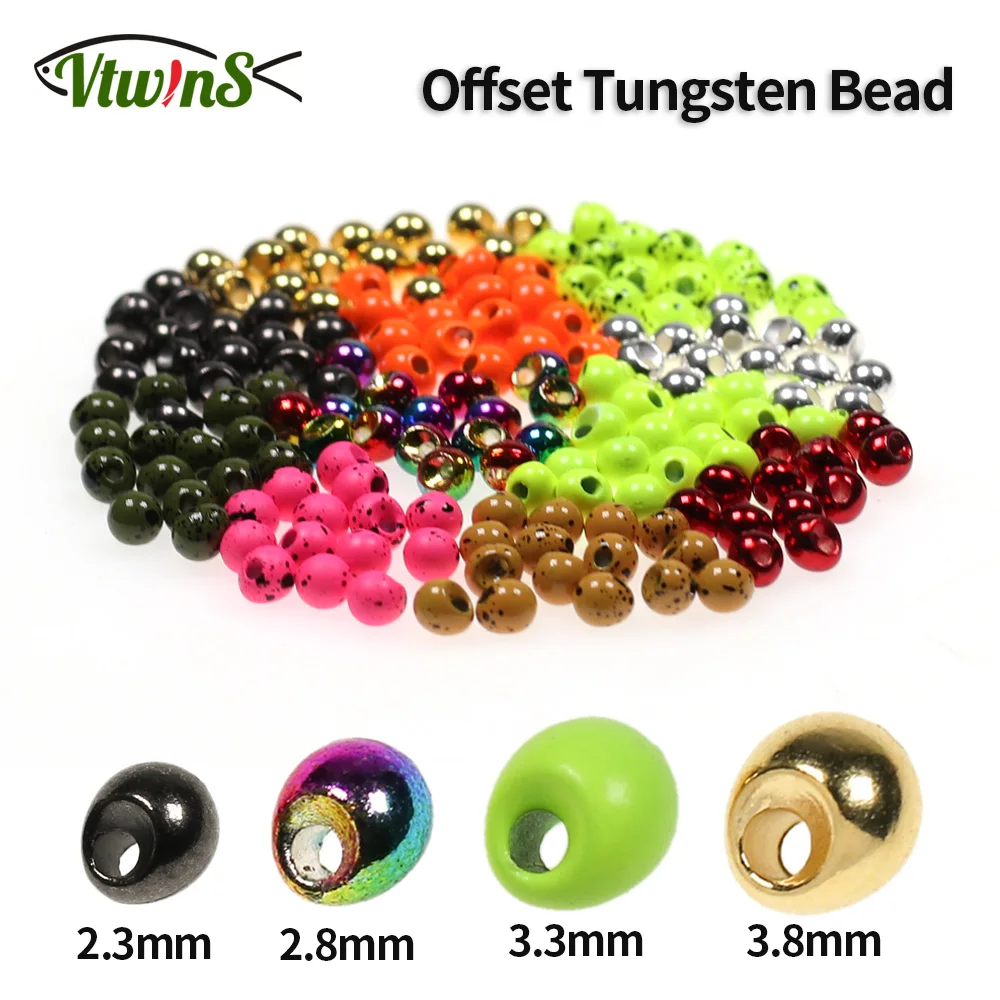 Vtwins Fast Sinking Metallic Offset Tungsten Beads Fly Tying for Fly Fishing Nymph Jig off Beadhead Fly Tying Material Tackle