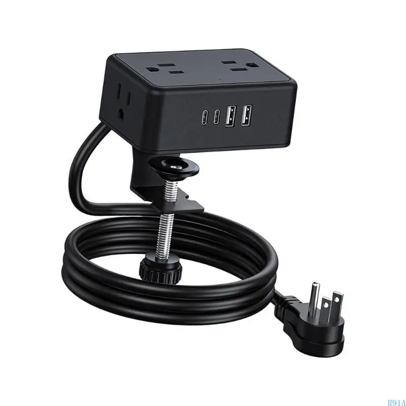 R91A Clamp On Desktop Power Strips 4AC Outputs 4 USB Port Safety #2