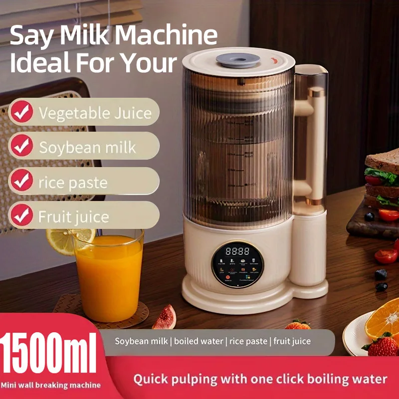 Household 1500ML Electric Soy Milk Machine Wall Breaking Automatic Kitchen Breakfast Maker Fruit Juicer Blender Rice Paste Maker