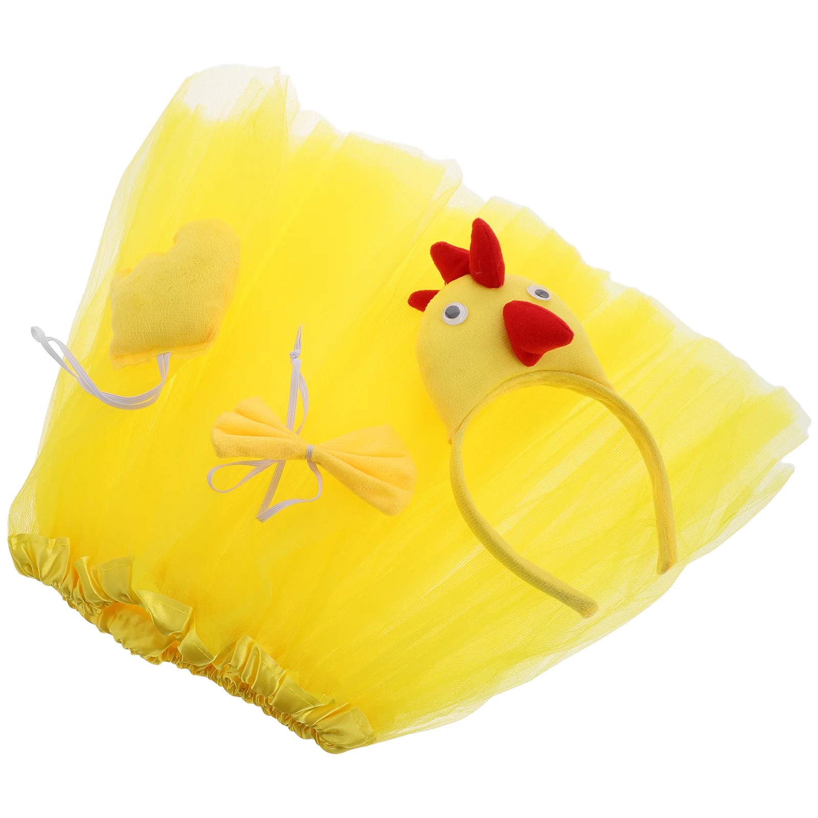 1세트 수탉 코스프레 의상 어린이 닭 의상 머리띠 나비넥타이 꼬리 튜튜 스커트 생일 파티 할로윈 드레스