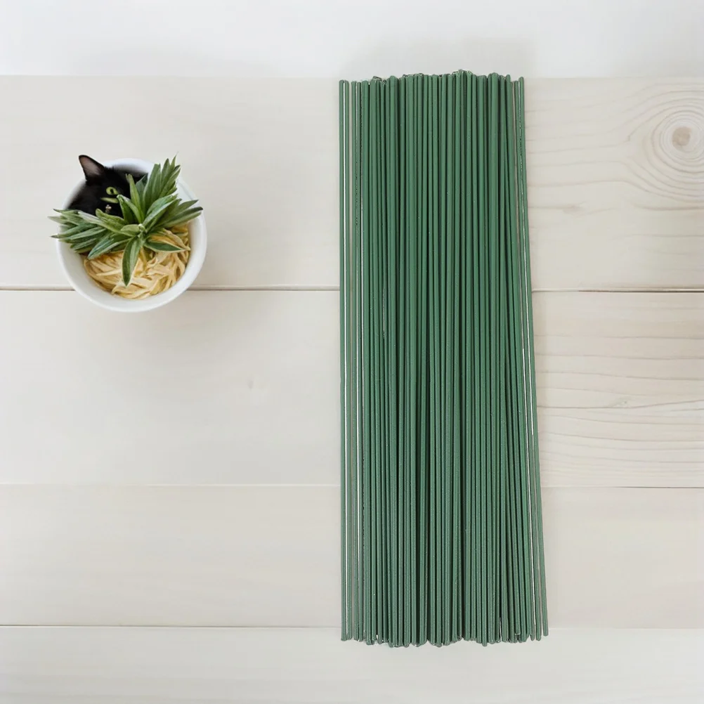 100 قطعة 30 سنتيمتر أسلاك الحديد الزهور الخضراء DIY بها بنفسك زهرة ينبع قضبان معدنية الحرف الزخرفية الاصطناعية لقضيب زهرة المنزل الزفاف #6