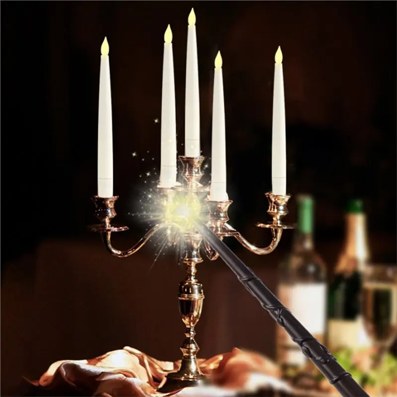 Lilin LED Mengambang 10 Buah, Lilin LED Ajaib Mengambang dengan Tongkat Remote untuk Dekorasi Jendela Pesta Tema Ulang Tahun Halloween