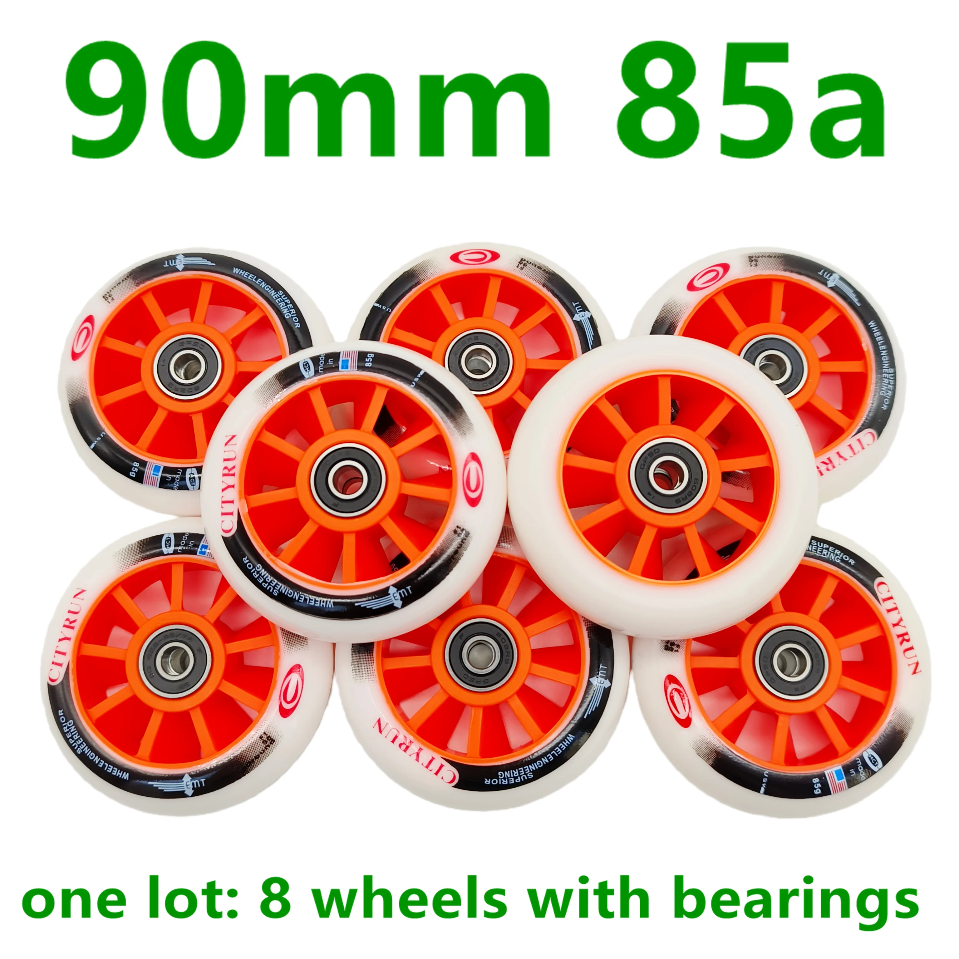 Speed wheel  orange color 90mm 85A 90x24mm including bearings 8wheels/lot
