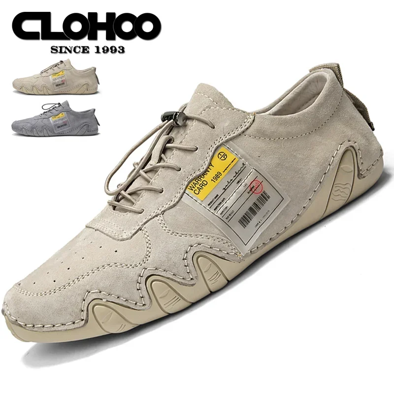 

CLOHOO Men's Casual Shoes Lightweight Comfortable Men's Slip Resistatnt Work Sneaker Loafers Leather Slip-on Walking Shoes