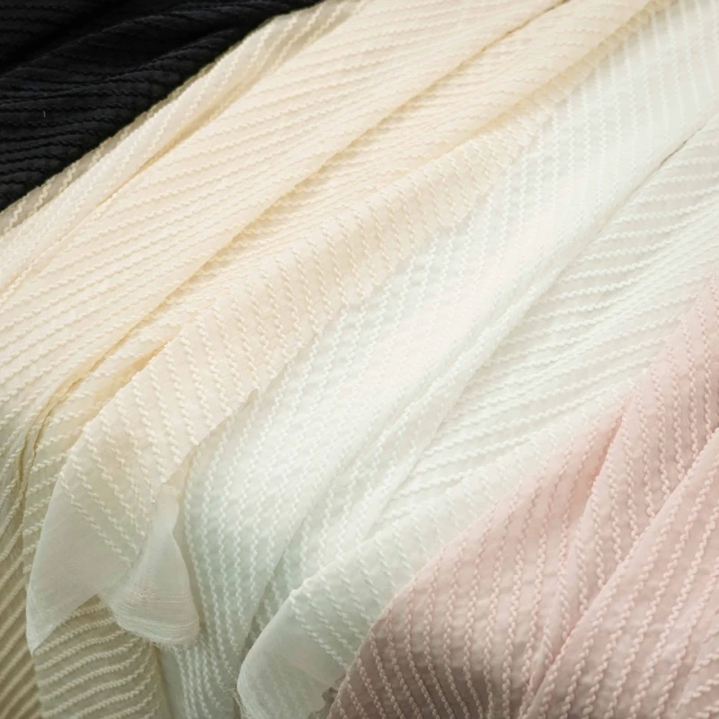 الربيع الصيف متعدد الألوان مخطط الشيفون المطرزة النسيج Diy بها بنفسك فستان خفيف الوزن بلوزة الملابس المواد النمط الكوري الياباني