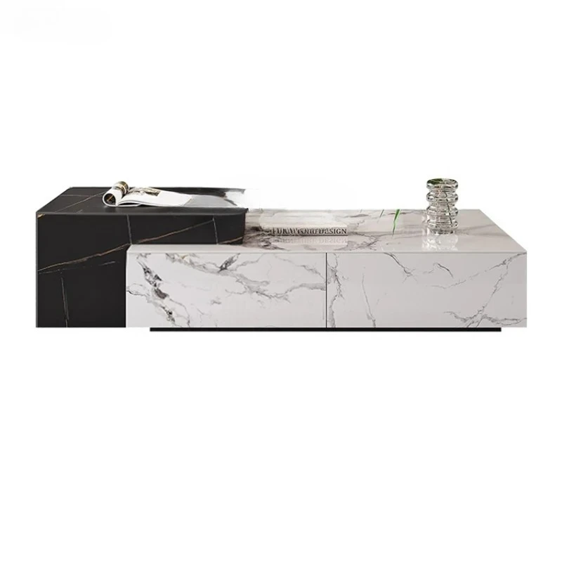 Plate Coffee Table Living Room Small Apartment Retractable Drawer Marble Coffee Table Light Luxury Modern Creative Trending