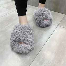 Winter Wool Slippers 2022 Fashion Soft Warm Comfortable Flat Fur Slippers Brand Designer Casual Wear Loafers Mule Flip-Flops