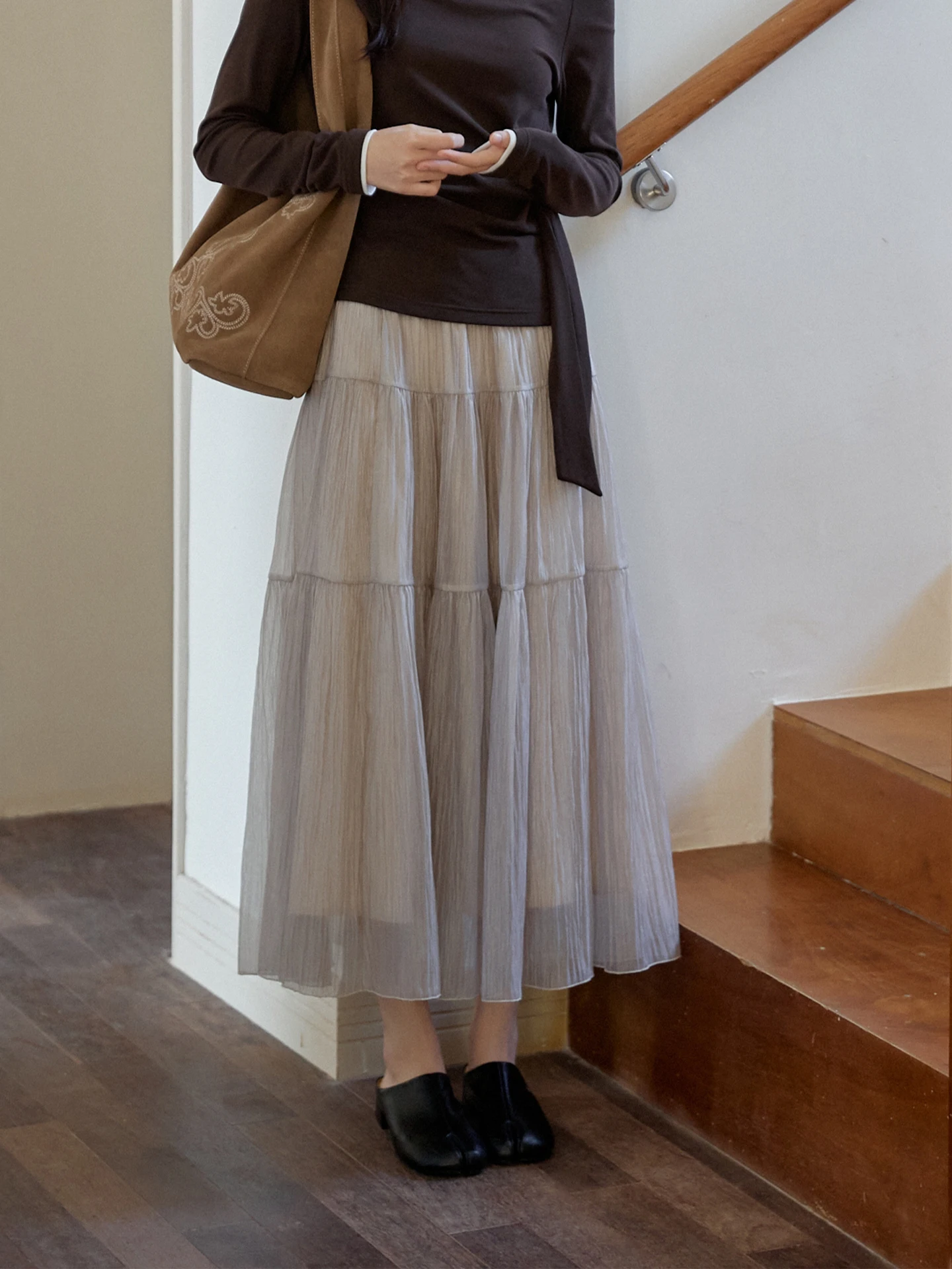 

Юбка MIXABO для женщин, весна-лето, многослойная, плиссированная, А-силуэт, миди, нежная плиссированная юбка с внутренним слоем