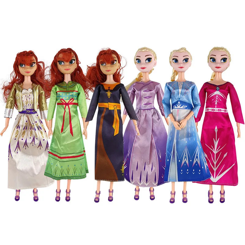 1 Set Multiple Women Longuette Blue Red Black Green Noble Princess Dress for Barbie Doll Accessories Kids Toy