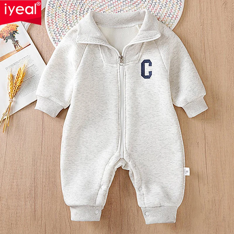 

IYEAL Baby Boys Autumn Velvet Rompers Newborn Turn-down Collar Long Sleeve Toddler Jumpsuit Boys Cotton Sports Leisure Clothing