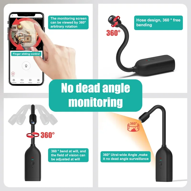 QJ700 Mini WiFi Camera HD 1080P Flexible Lens Cable 2 Way Talk Motion Detection USB Rechargeable Small Wireless WiFi Camera view 5