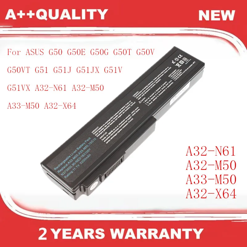 

A32-M50 Laptop Battery For ASUS G50 G50E G50G G50T G50V G50VT G51 G51J G51JX G51V G51VX A32-N61 A33-M50 A32-X64
