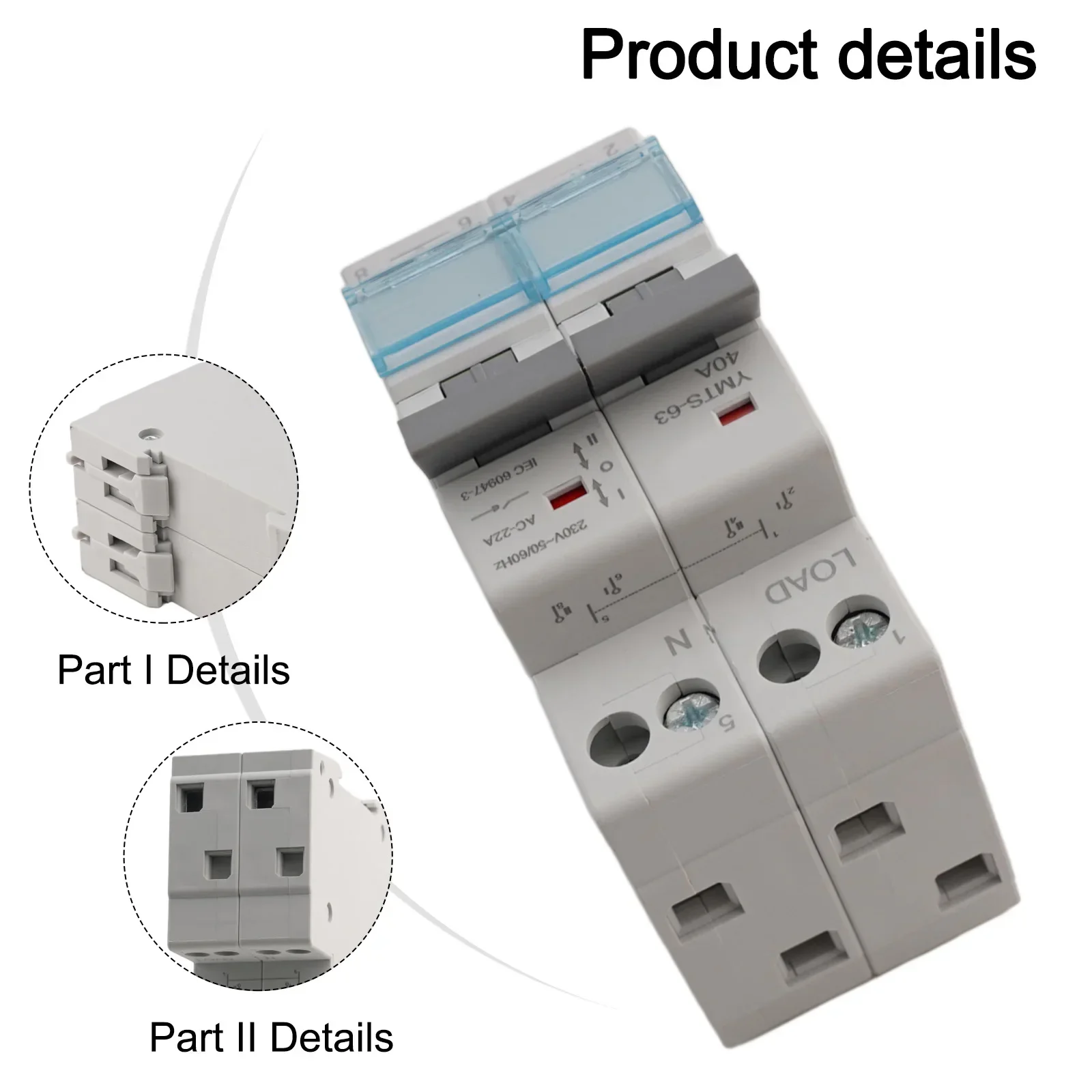 

For Home And Technicians Dual Power Transfer Switch Power Transfer Electrical Supply Versatile Use Flame-retardant Housing