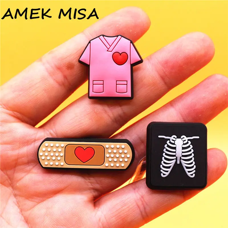 Original 1pcs Band-aid PVC Shoe Charms Decorations Pins Chest X-ray Designer Shoes Buckle Accessories Clog Badges Accessory