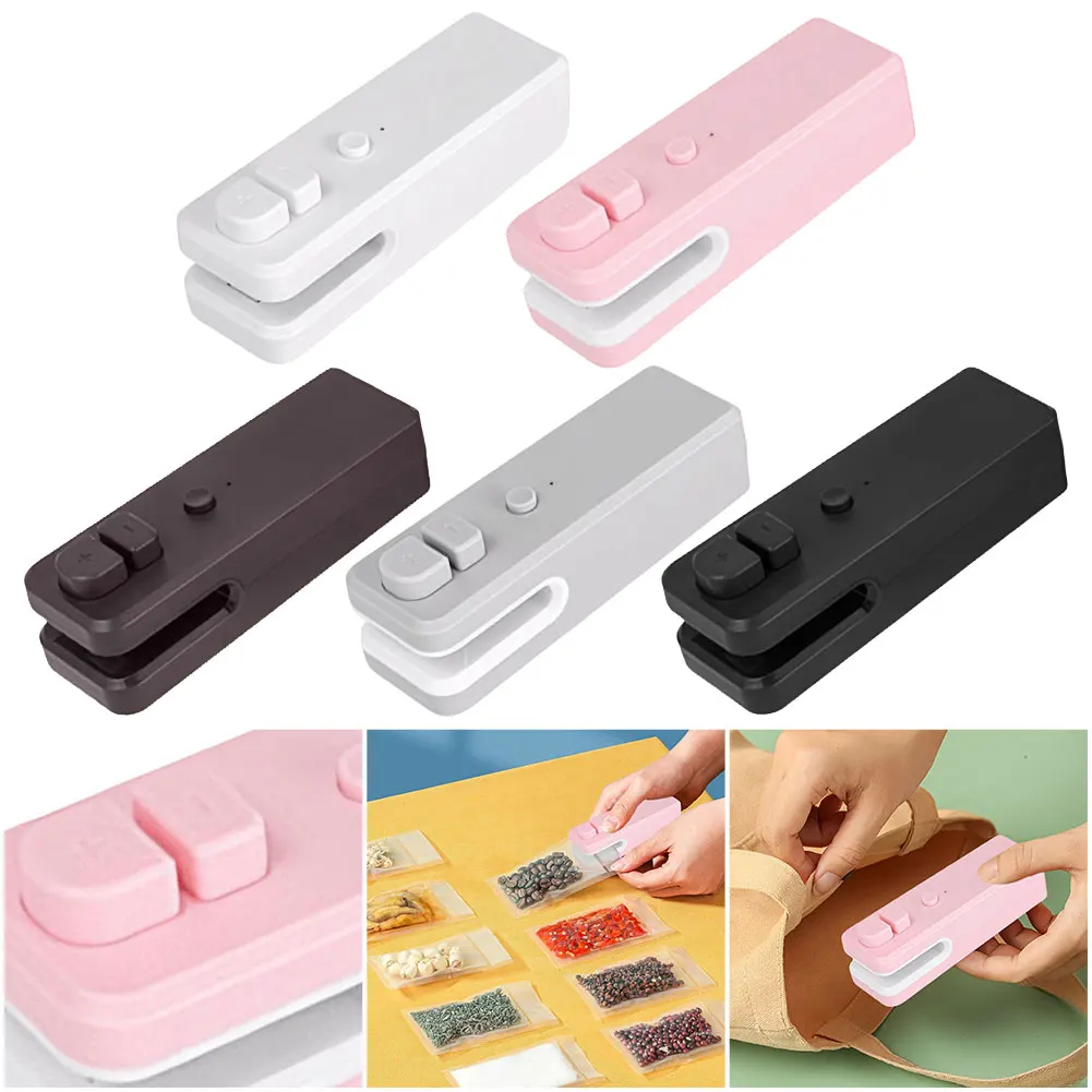 2 In 1 Magnetic Sealer Cutter USB Charging Handheld Heat Vacuum Sealer 400mAh Portable Resealer Machine for Plastic Bags