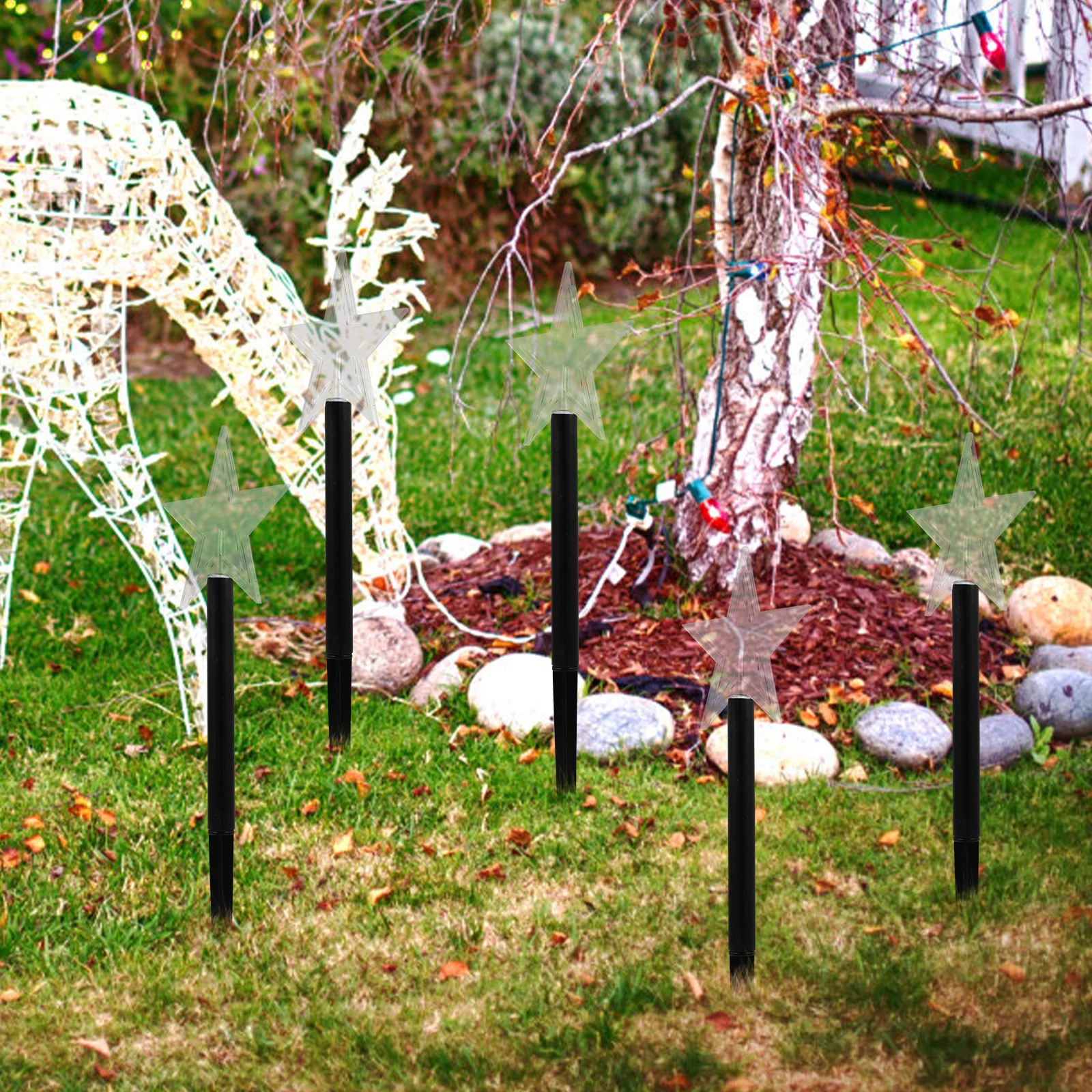 

5Pcs Christmas Tree Light Accessories Creative Solar Lamp Decors Outdoor Garden Light Decors Holiday Lawn Lamp Accessories