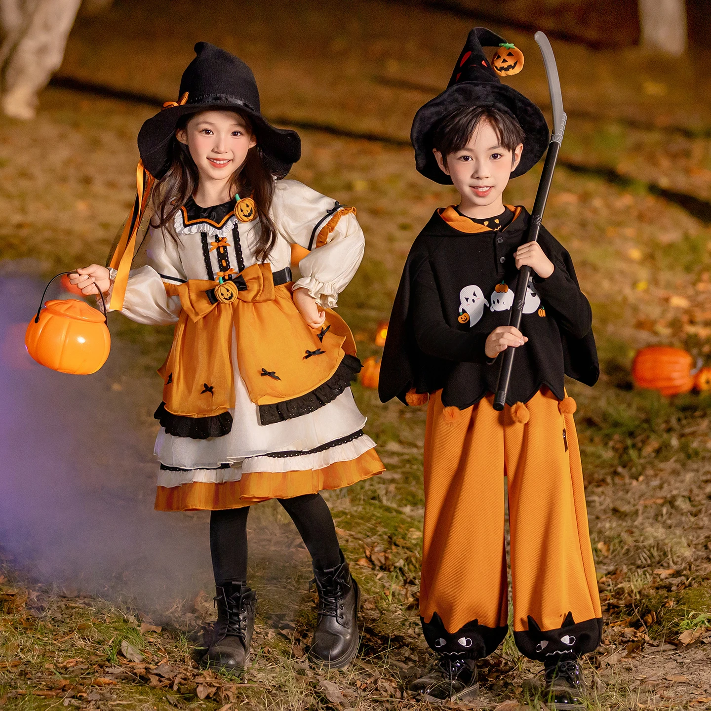 أزياء الهالوين للأطفال الصبي القلنسوة ني رداء الفتاة اليقطين الدكتور طفل تأثيري أداء الزي طويل Sve السراويل الطويلة