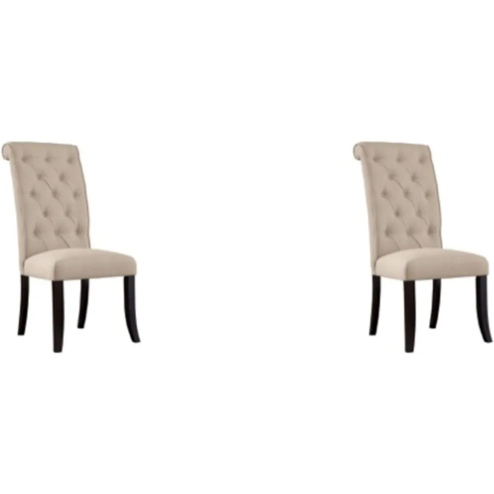 Ensemble de 2 chaises de salle à manger classiques touffetées sans accoudoirs, beige, design Signature par Ashley Trisilice