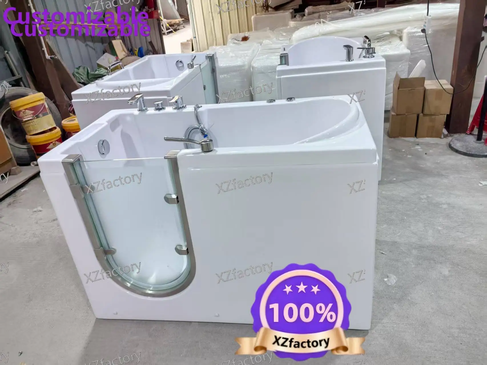 Factory Direct 2026 Top RatedWalk-In Bathtub with Door, White Acrylic, Portable Design, Ensures Safe Bathing Experience for Elde