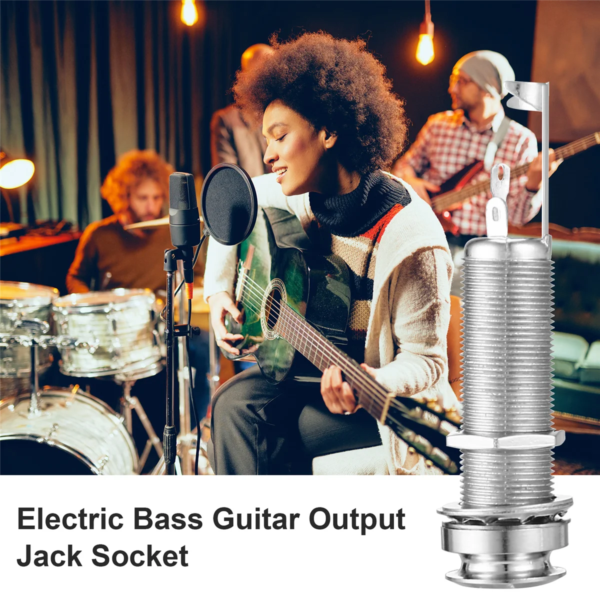 

AA85 Cylinder Clip End Pin Mono Panel Output Jack Socket For Electric Guitar Bass 6.35mm