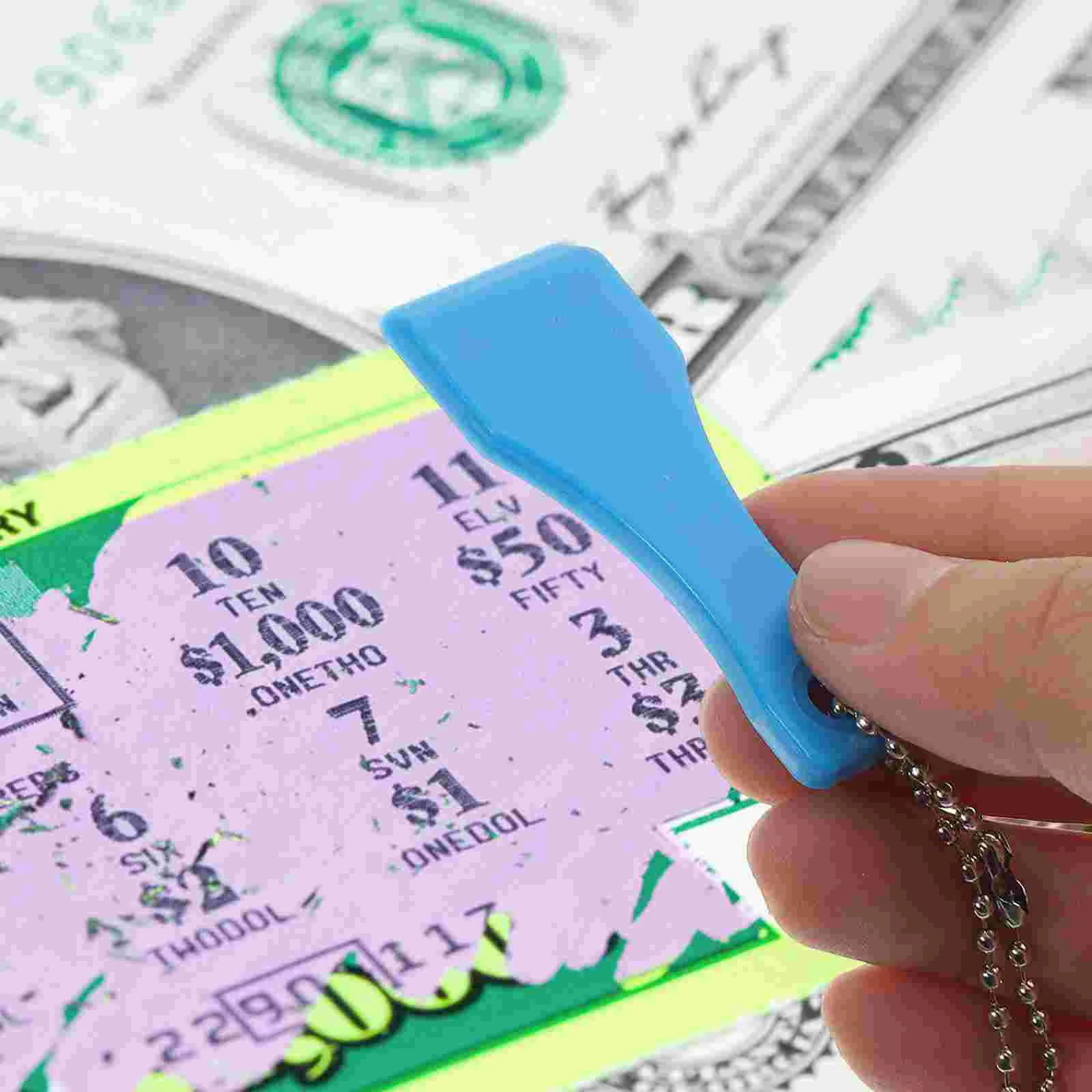 10 Pcs Lottery Scraper Ticket Tools Small Scratcher Pink Stickers for Tickets Blank DIY