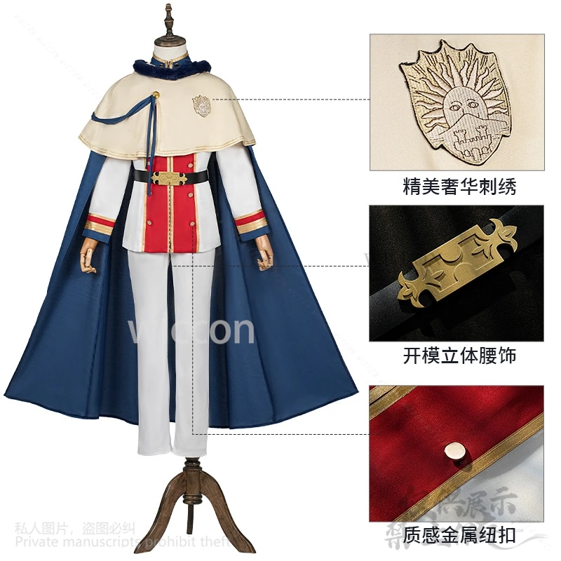 أنيمي يونو غرينبيلور الأسود تأثيري حلي البرسيم الأمير موحدة معطف الرأس السراويل الباروكات للرجل حفلة الهالوين كوس مخصصة