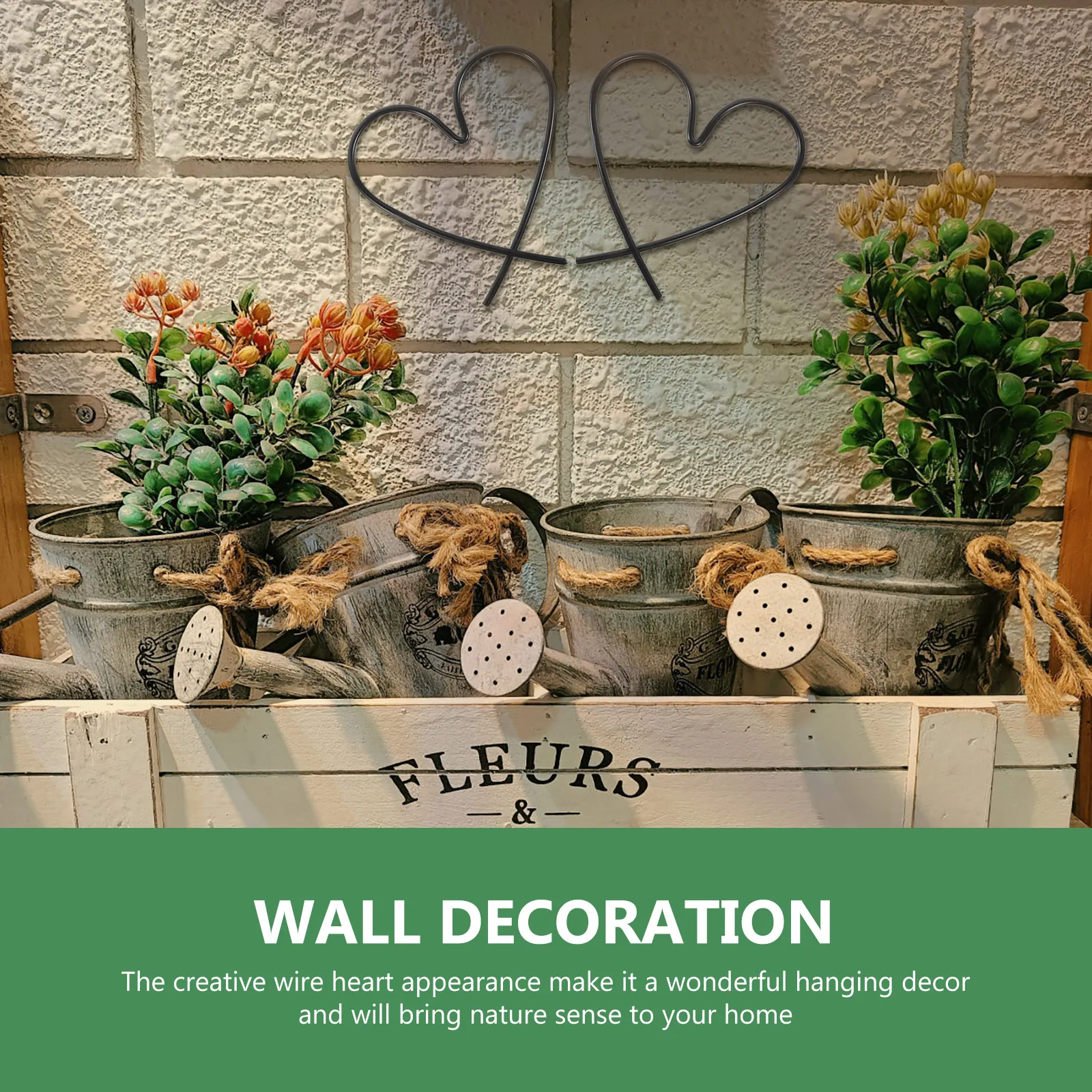 

2pcs Metal Decor Love Heart Wire Decorations Iron Hanging For Indoor Outdoor Room Bedroom Wedding Home Art Pendant Heart Wire