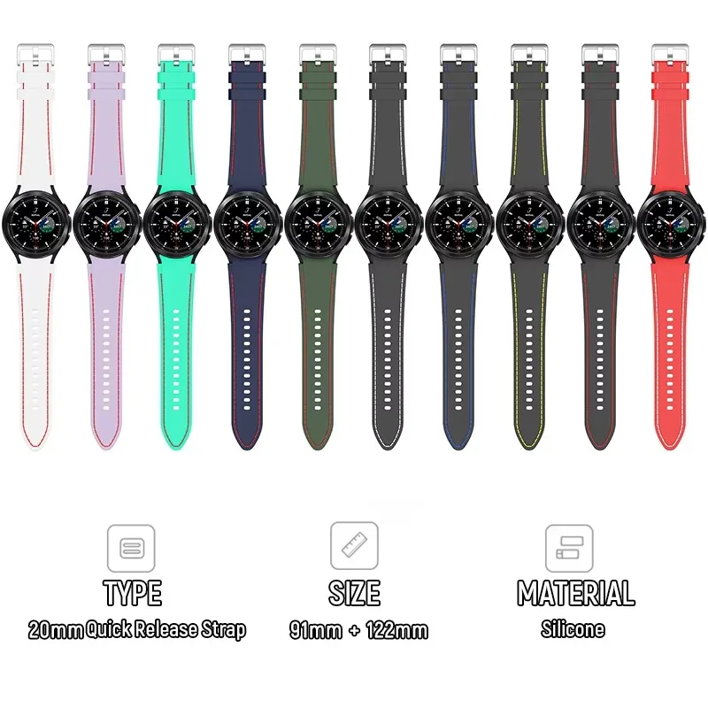 Correa de silicona sin espacio para Samsung Galaxy Watch 7, 6, 5, 4, 40mm, 44mm, pulsera deportiva suave para Galaxy Watch 6 Classic 42mm 46mm 5 Pro