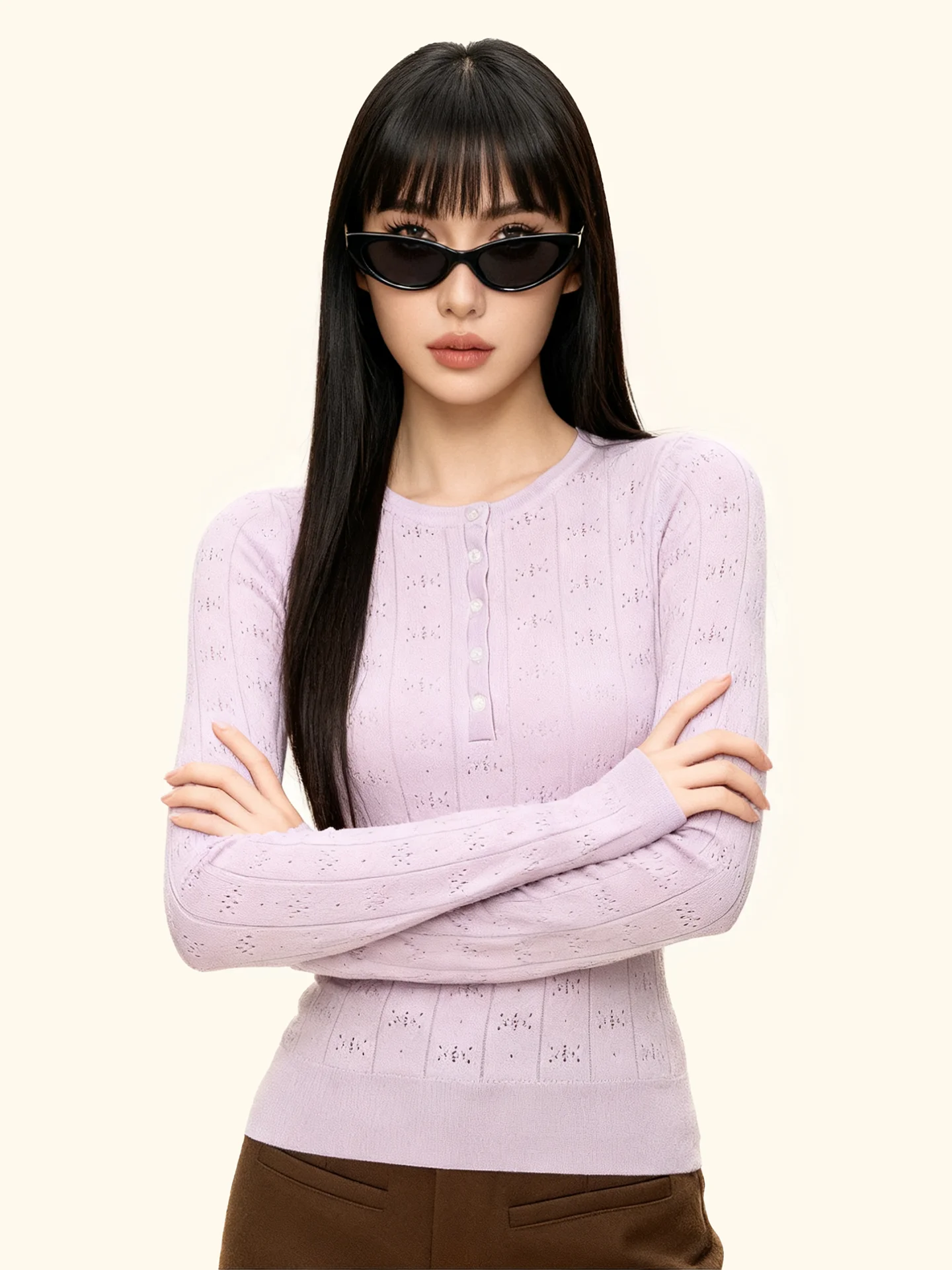 

Вязаный свитер JYOOK Spicy Girl с вырезами, удлиненный, облегающий, женский, для ношения под одеждой, весна-осень, новинка