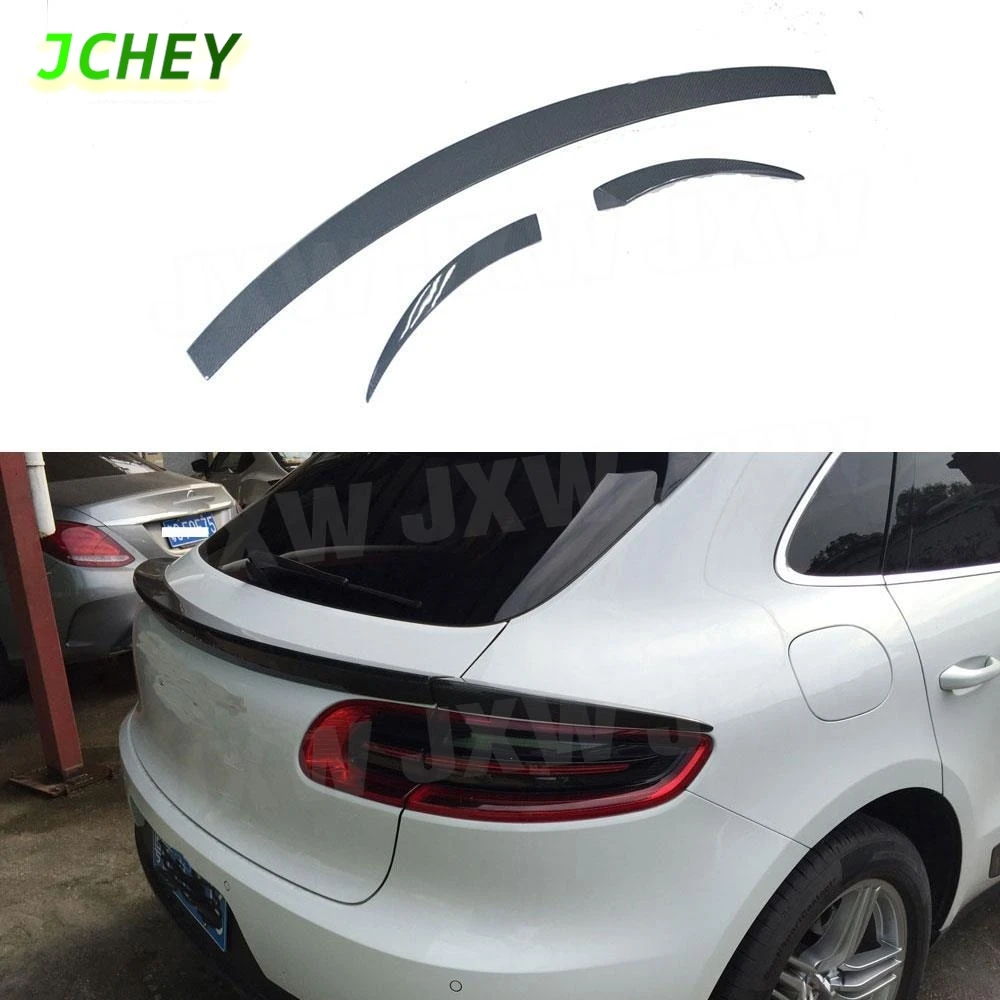 

JCHEY 3Pcs /Set Carbon Fiber Rear Spoiler Boot Middle Trim Wings for Porsche Macan Spoiler 2014 - 2018 Car FRP