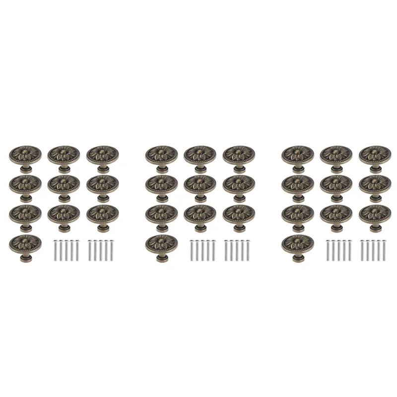 

AB06 30PCS,Vintage Antique Vintage Handle With Patterned Round Knobs, Used For Furniture, Kitchen Doors And Cupboards