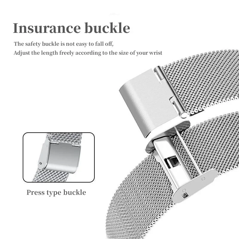 Metal mesh stainless steel strap for Xiaomi Mi Band 8 smartwatch accessories bracelet for MiBand 8 replacement watchband Correa