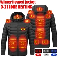 Men's 21 Smart Heated Jacket Autumn Winter Smart USB Electric Heated Outdoor Ski Cold-proof Parka Coat Women's Warm Down Jacket