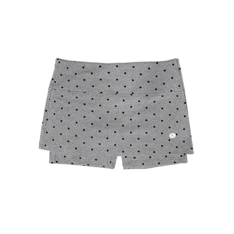 Miiiiix Polka Dot Gray Elastic Fake Two-piece Sports Pants Skirt Slimming Yoga Low Waist Bottom Shorts Female Clothing