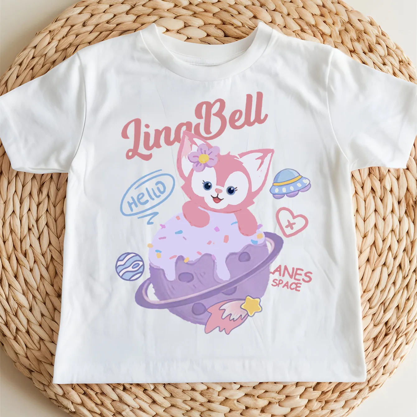 

Hello Cute LinaBell Print Pure Cotton Children’s Base Clothe Boy/Girl Comfortable T-shirt Outdoor O-neck Short Sleeve T-shirt