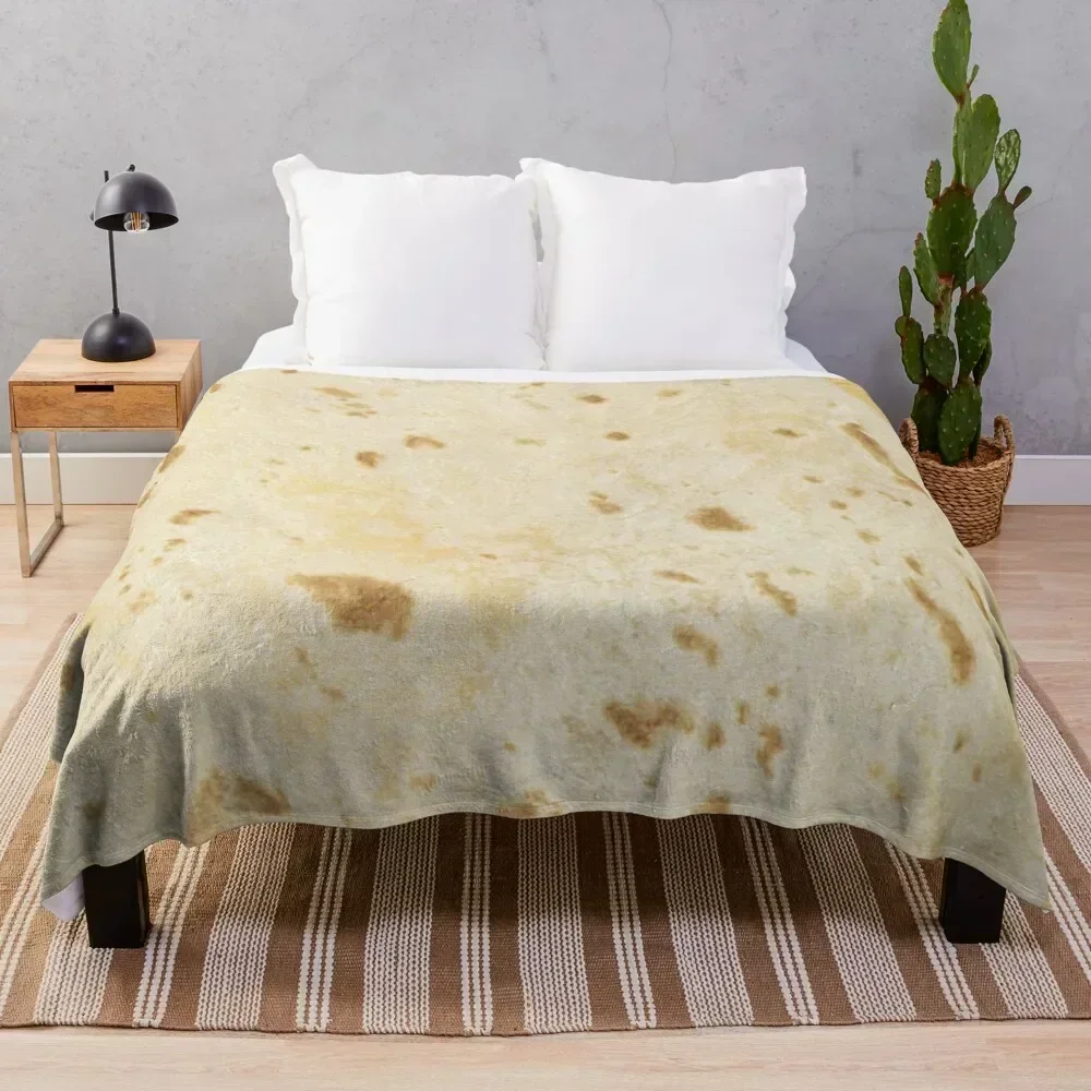 

Flour Tortilla Burrito Taco Pattern Throw Blanket Hairy Luxury Thicken Blankets