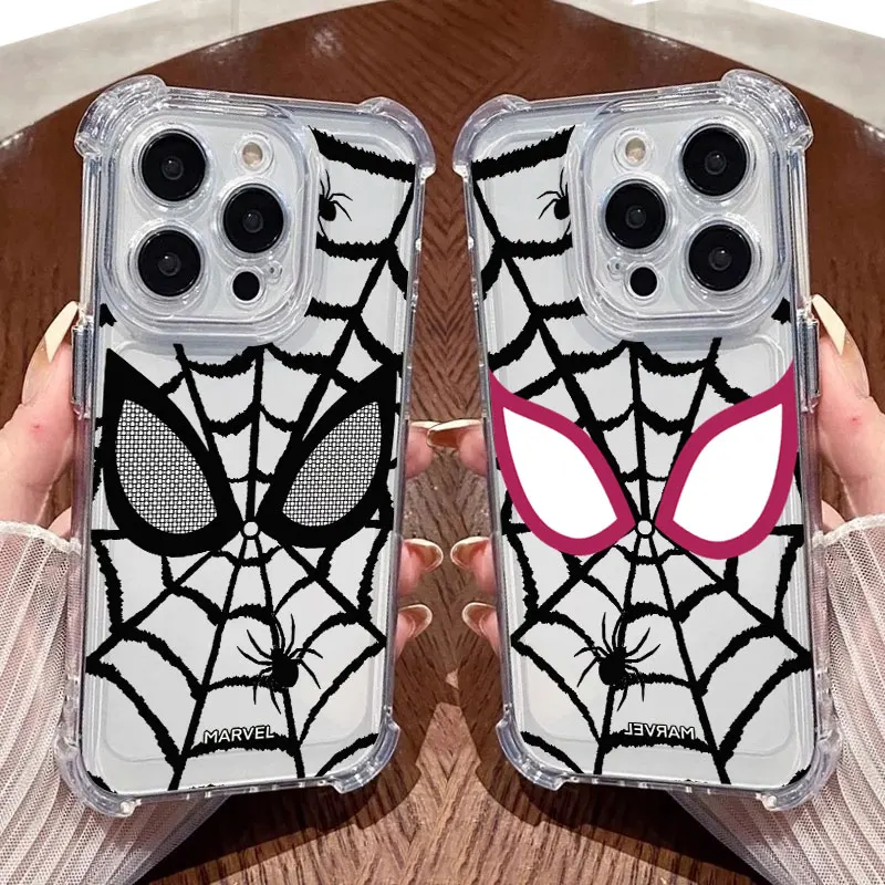Cool MarvelS SpiderS-ManS Eye Phone Case For iPhone 17 16e 16 15 14 13 12 11 Mini Air Pro Max X Plus Anti Fall Transparent Cover