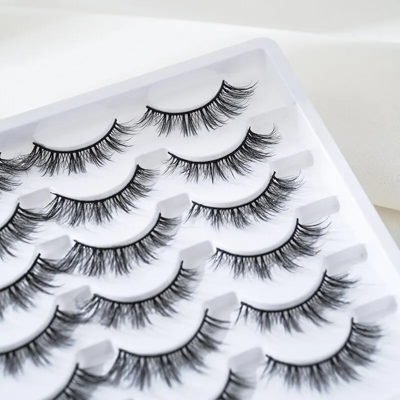 12 Pairs of Mass-produced Natural Slender Fish Tail Crossed False Eyelashes 15mm