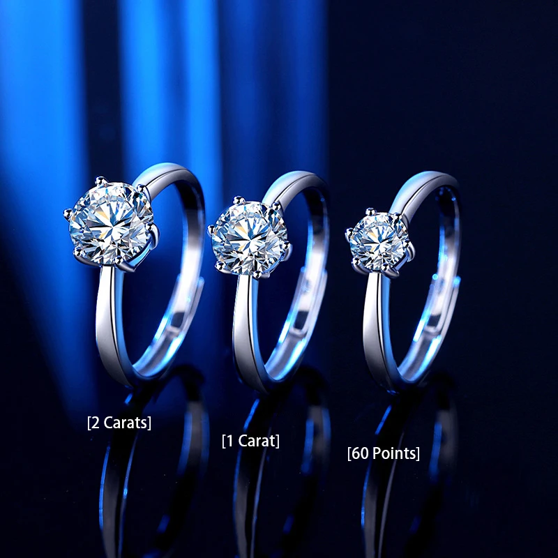 GRA معتمد مويسانيتي خاتم D اللون مختبر الماس خاتم سوليتير للنساء المشاركة وعد مجوهرات الزفاف الفرقة
