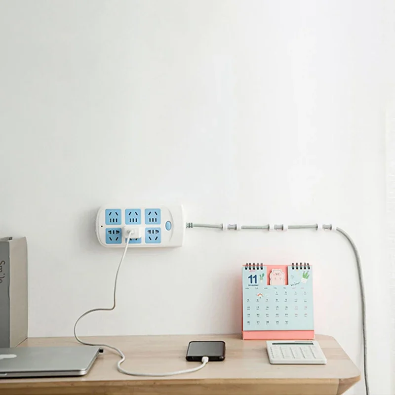 Self-Adhesive Desktop Socket Fixer Cable Organizer Punch-Free Seamless Power Strip Holder Stand For Fixed Socket Tissue Box